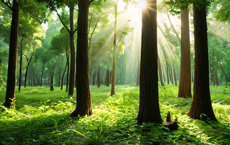 **Lush green forest scene in Pakistan, sunlight filtering through the trees, serene atmosphere, focus on the beauty of nature.** (This captures the general concept of forest bathing and its calming effect.)